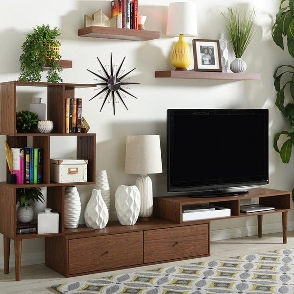 Set Meja TV Minimalis Natural Jati Jepara