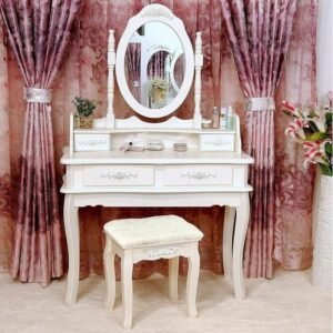 Jual Meja Rias Kartini Kaca Oval Warna Putih