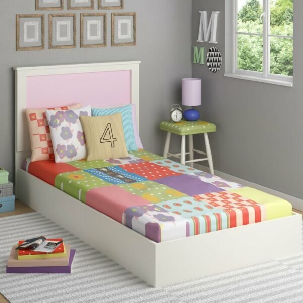 Tempat Tidur Anak Putih dengan Sandaran Tinggi