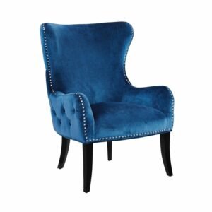 Kursi Sofa Wingback Kaki-Kaki Tinggi Warna Biru