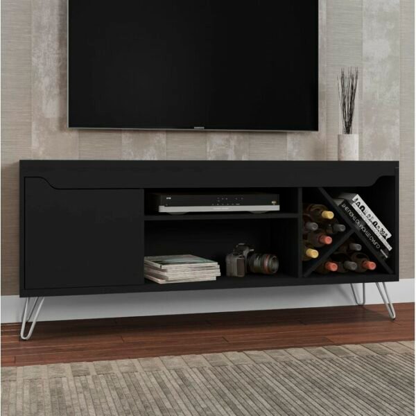 Meja TV Jati Black Cerby Modern Jepara