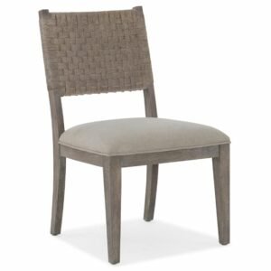Kursi Makan Sofa dengan Sandaran Anyaman Kulit