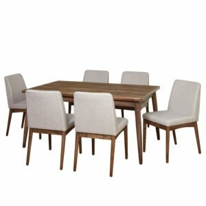 Set Meja Makan Panjang Sofa dengan Pelapis Putih