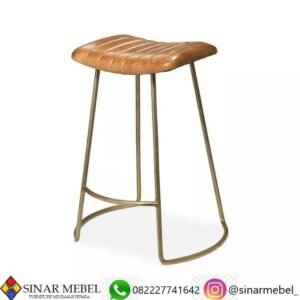 Kursi Bar Industrial dengan Kain Pelapis Kulit