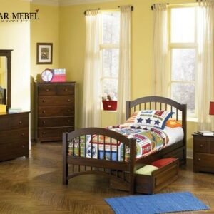 Set Tempat Tidur Anak Jati Model Ranjang Jari-Jari