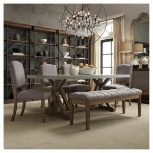Set Meja Makan Sofa Klasik Natural Wood