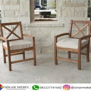 Kursi Teras Jati Sandaran Silang Modern