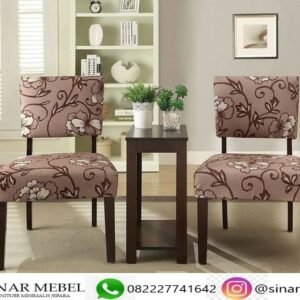 Kursi Teras Sofa Kain Pelapis Motif Bunga