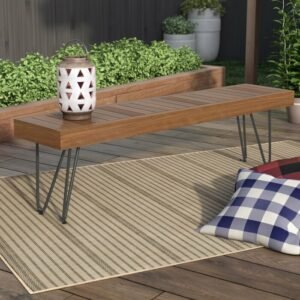Bangku Taman Industrial Dudukan Kayu Jati