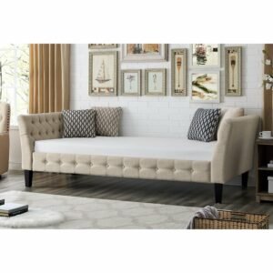 Bangku Sofa Berumbai Warna Putih Tanpa Sandaran