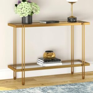 Meja Konsol Industrial Warna Gold X Kaca
