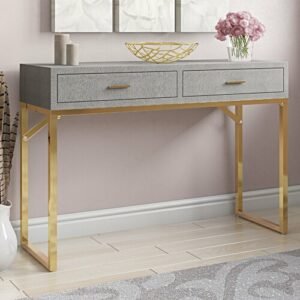 Coffe Table Minimalis Panjang Kaki Gold