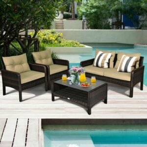 Set Kursi Rotan Sintetis Minimalis Luar Ruangan