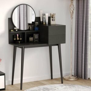 Meja Rias Minimalis Vanity Kaca Bulat