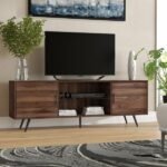 Meja TV Minimalis 2 Pintu Kaki Retro