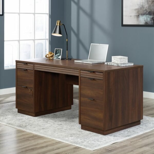 Meja Kantor Minimalis Kayu Jati Warna Brown Angel