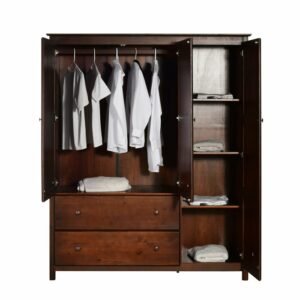 Lemari Pakaian Kayu Jati Minimalis Brown Pintu Tiga