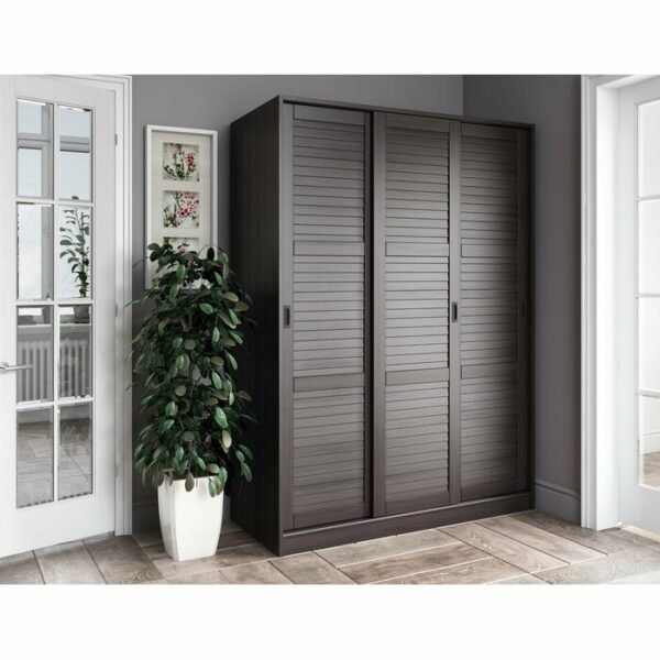 Lemari Pakaian Sleding Minimalis Pintu 3 Brown