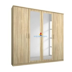 Lemari Pintu Empat Model Minimalis Kaca Tengah