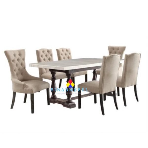 Set Meja Makan Sofa Top Marmer Carara