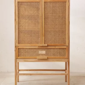 Lemari Pakaian Minimalis Jati X Rotan Jennie